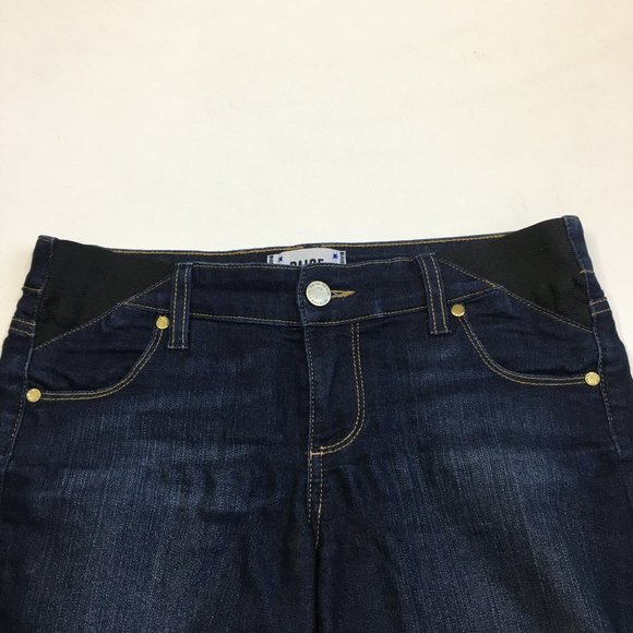 PAIGE Carson Dark Wash Skyline Ankle Peg Maternity Pull On Skinny Jeans - Picture 4 of 16